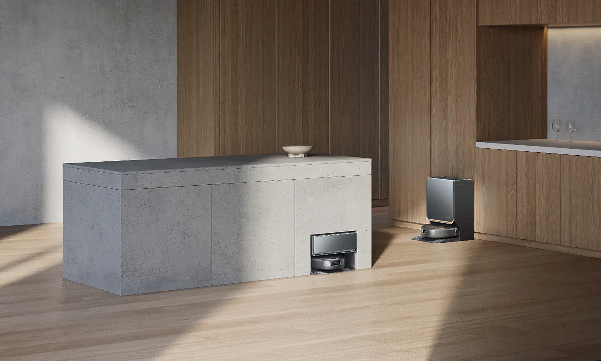 Narwal Flow 2 robot vacuum and mop with its base station